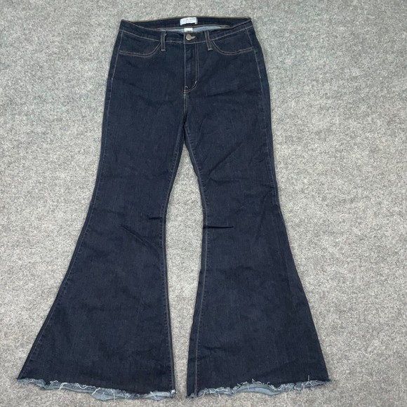 Judy Blue Denim - Judy Blue Jeans Womens Size 13/31 Blue Denim Flare Dark Wash Raw Hem